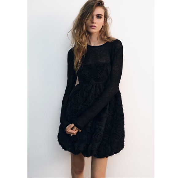 Zara | Floral Mini Dress with Bubble Hem - Picture 6 of 15